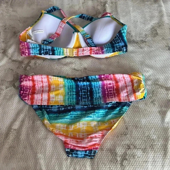 Bleu Rod Beattie Womens Rainbow Tye Dye D-Cup Swim Top and Bottom - Picture 5 of 8